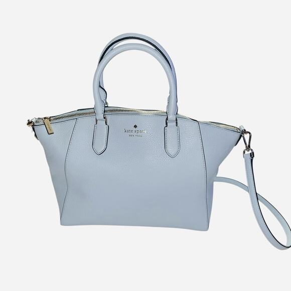 New Kate Spade Parker Pebbled Leather Satchel Frosty Sky Blue - Picture 4 of 16